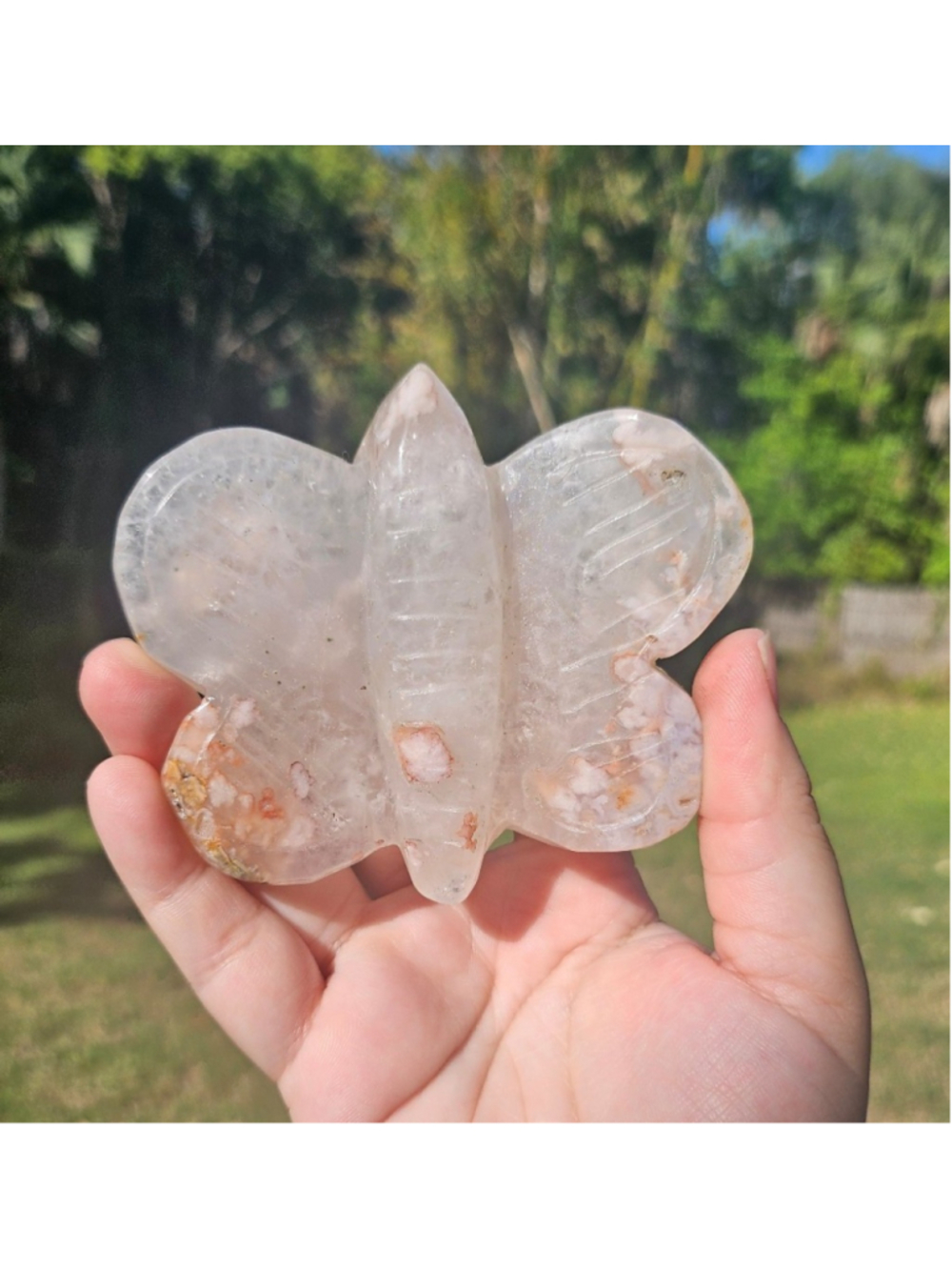 Flower agate butterfly 3.7 in